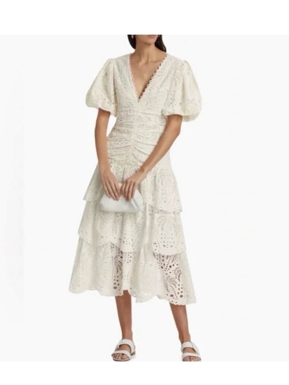 FARM Rio White Cotton Eyelet Dress Size S